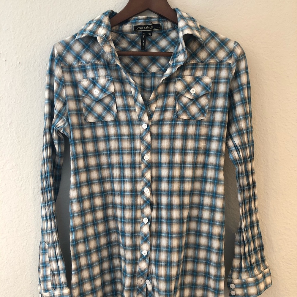 Blue plaid button down